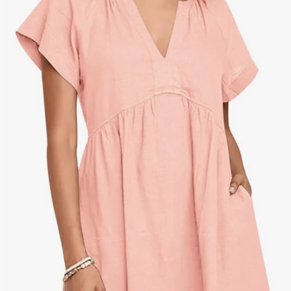 Amazon Pink V-Neck Mini Dress